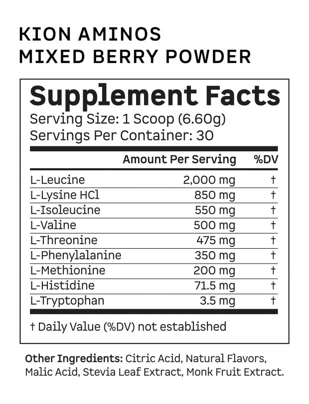 Mixed Berry Aminos Powder Supplement Facts