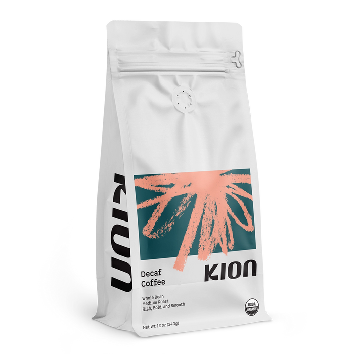 Kion decaf coffee package on a white background
