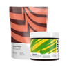 Two Kion dietary supplement products on a white background: a stand-up pouch labeled Clean Protein in chocolate flavor, and a white tub labeled Aminos energy muscle rebuilding powder.

#aminos_cool_lime_powder
#protein_rich_chocolate