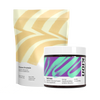 Kion Clean Protein and Aminos powder supplement set, featuring a stand-up pouch of Clean Protein and a jar of Aminos Energy Muscle-Rewind powder, both on a clean white background.

#aminos_mixed_berry_powder
#protein_purely_unflavored