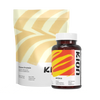 A bottle of Kion Aminos supplements and its corresponding stand-up pouch packaging, displayed on a clean white background.

#aminos_capsules
#protein_purely_unflavored