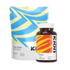 A bottle of Kion Aminos supplements and a bag of Kion Clean Protein shown together on a plain white background.

#aminos_capsules
#protein_smooth_vanilla