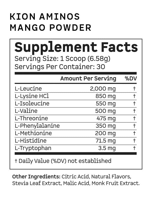 Mango Aminos Powder Supplement Facts