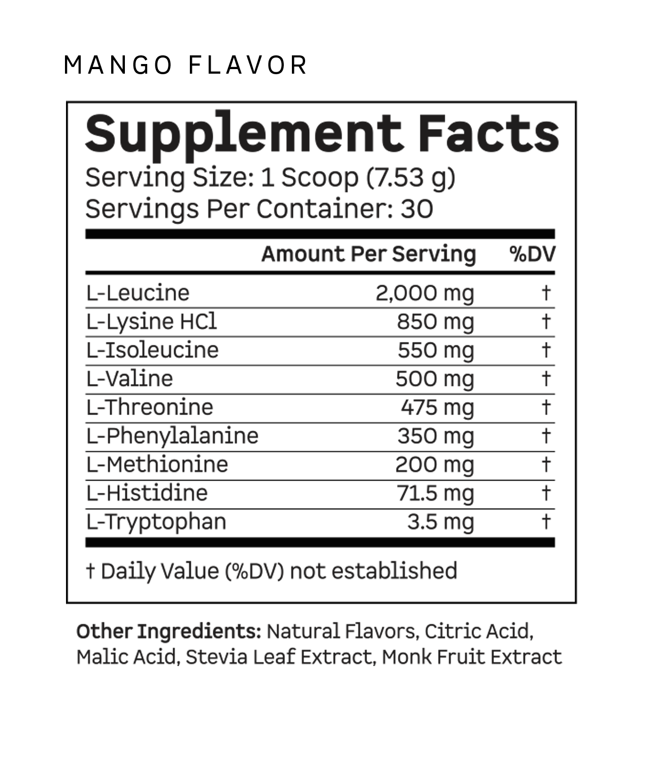 Mango Aminos supplement facts