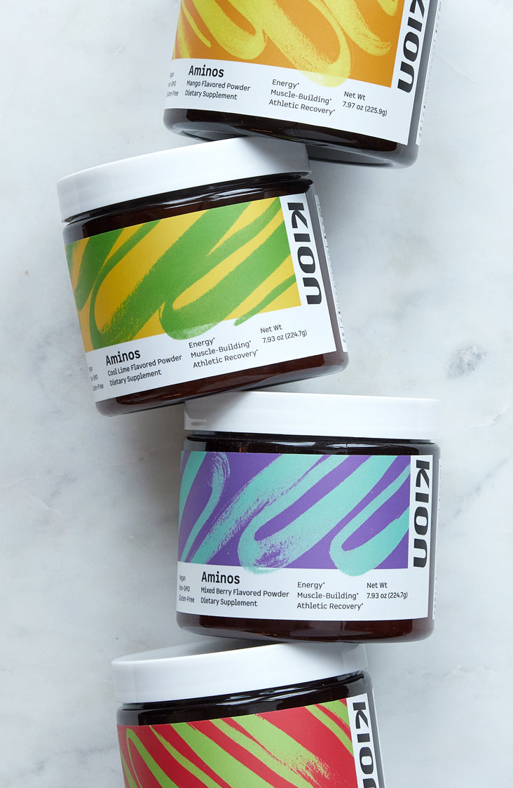 Cool Lime and Mixed Berry Kion Aminos tubs